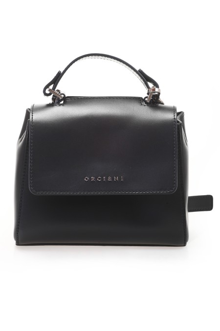 Shop ORCIANI  Bag: Orciani Sveva Vanity Mini leather handbag with shoulder strap.
Dimensions: Width 20 cm Height 15 cm Depth 8 cm
Internal zip pocket.
Flap closure with magnetic button.
Removable shoulder strap.
Palladium finish, smooth calfskin.
Composition: 100% Leather.
Made in Italy.. B02019 LBR -N